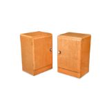 A pair of Art Deco birdseye-maple bedside cabinets,