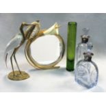 Two cut glass decanters with Danish metalware collars,