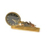 Gubelin, a 1930s gilt metal horse racing trophy mantle clock,