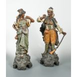 Johann Maresch, a pair of Austrian painted terracotta Moorish figures,