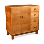 A Heal's Art Deco sycamore side cabinet, circa 1935,