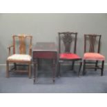 A Victorian mahogany Pembroke table, two 19th century chairs and an Edwardian chair (4)