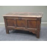 A 17th century style oak coffer 59 x 107 x 45cm