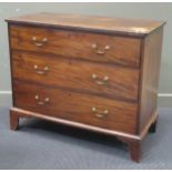 A Georgian mahogany chest of three long drawers on bracket feet, 93 x 102 x 55cm