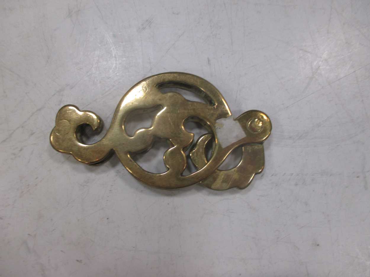 A Victorian brass spit jack, a brass leopard and other items - Image 5 of 8