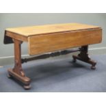 An early Victorian mahogany library table, 74 x 134 x 64cm (closed)