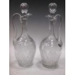 Pair of cut glass claret jugs by Cumbria Crystal, modern,