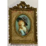 An oval portrait miniature of Georgiana, Duchess of Devonshire, watercolour on ivory, signed lower
