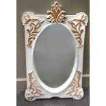 A modern carved wood grey and gilt mirrorCondition report: Excellent condition with no known faults