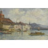 A View of Lucerne, Switzerland signed and dated lower right ‘T. Hale-Sanders / Oct. 1886’