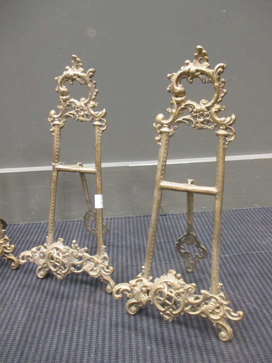 A set of six brass photograph stands, together with a pair of brass photograph frames (8) - Image 2 of 7