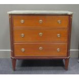 A Mid-19th Century French walnut commode with grey marble top 80 x 82 x 41cm