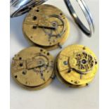 Bryson of Edinburgh - three 19th century pocket watch movements, numbered 905, 9250, 9525, one in