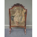 A Late 18th century walnut Dutch floral marquetry fire screen with a tapestry panel (18th century or