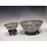 An early 20th century Cantonese famille rose bowl, decorated in the traditional way, 37.5, and a