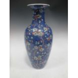 A Chinese blue ground porcelain baluster vase, Qing circa 1900