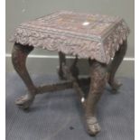 An early 20th century Indian hardwood occasional table, 50 x 49 x 49cm