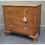 An oak chest of three long drawers 81 x 84 x 44cm