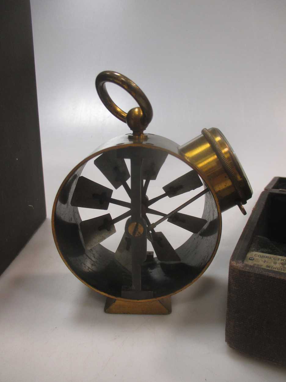 A Welsh slate cased batery clock and a German brass anemometer (wind speed measuring device) - Image 5 of 7