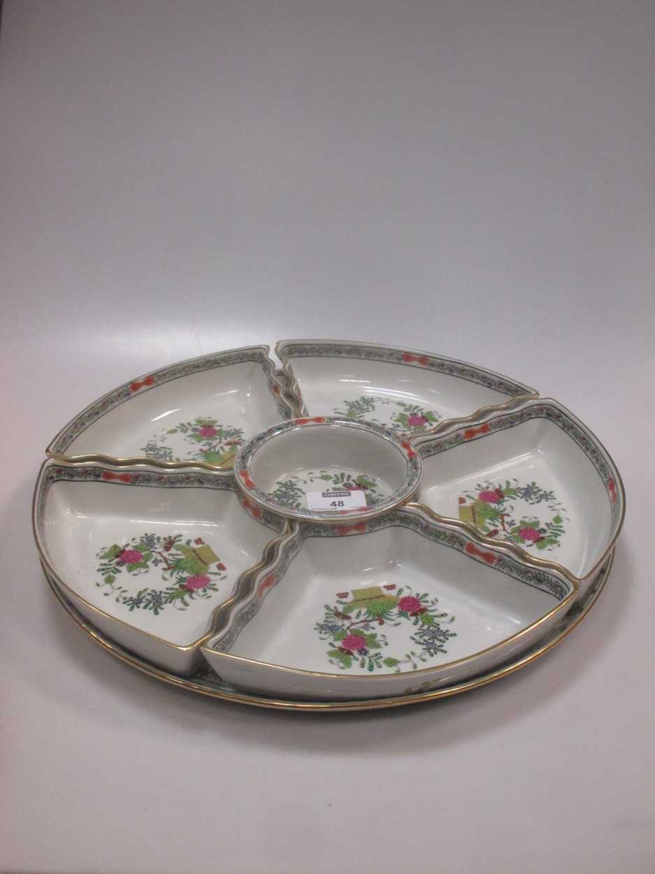 A Herend floral decorated Hors D'oeuvres dish, 37cm diameter