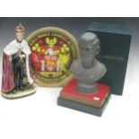 A Royal Doulton bust of Prince Charles, 28cm high, together with a Vienna porcelain figure of Prince