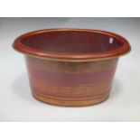 Red tin ware wine basin, inside measures 43 x 32cm