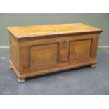 A continental walnut and inlaid panelled chest, dated 1788 AMEEK 62 x 132 x 55.5cm