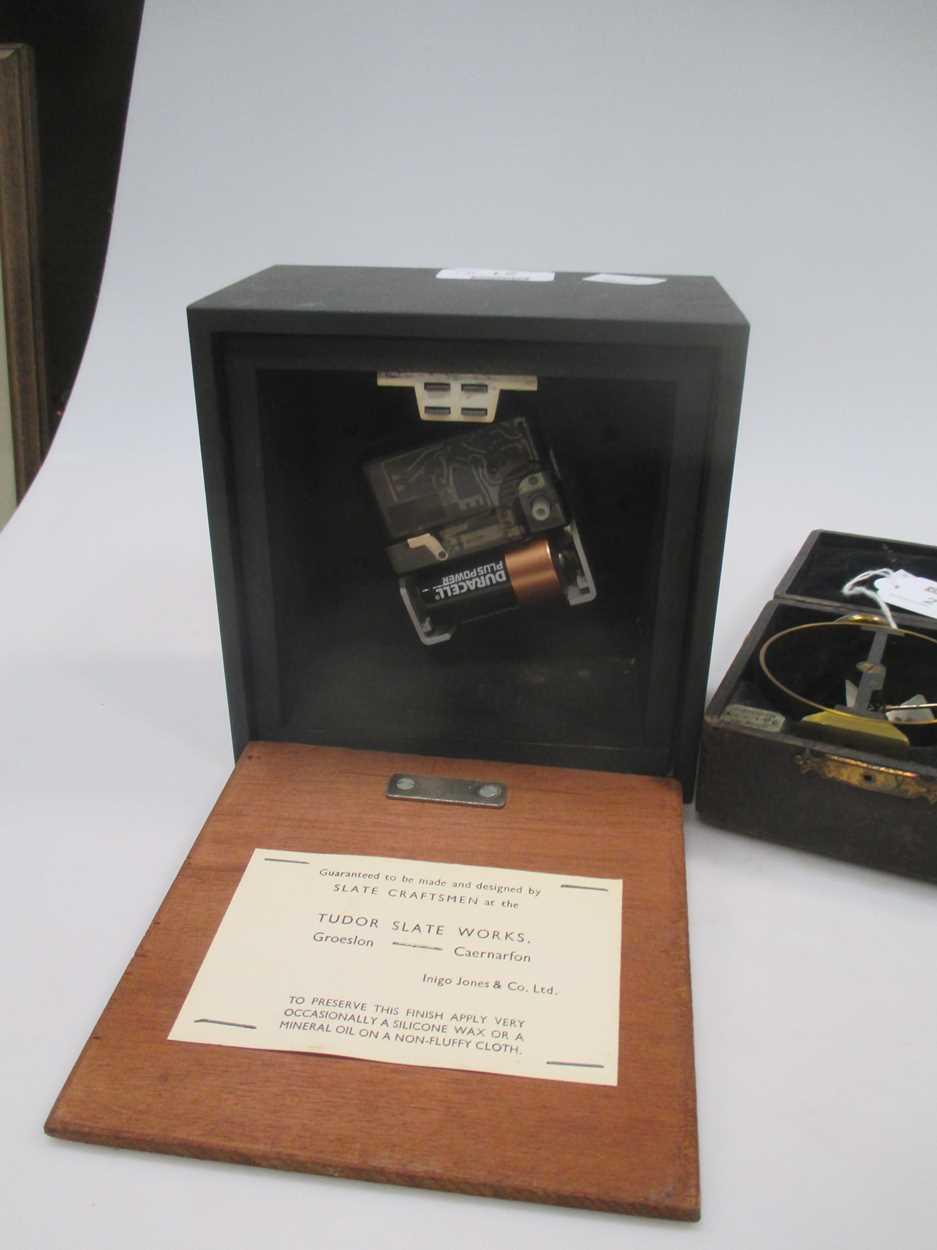 A Welsh slate cased batery clock and a German brass anemometer (wind speed measuring device) - Image 3 of 7