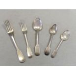 A 53 piece harlequin set of mainly 19th century silver flatware,