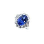A tanzanite and diamond dress ring,