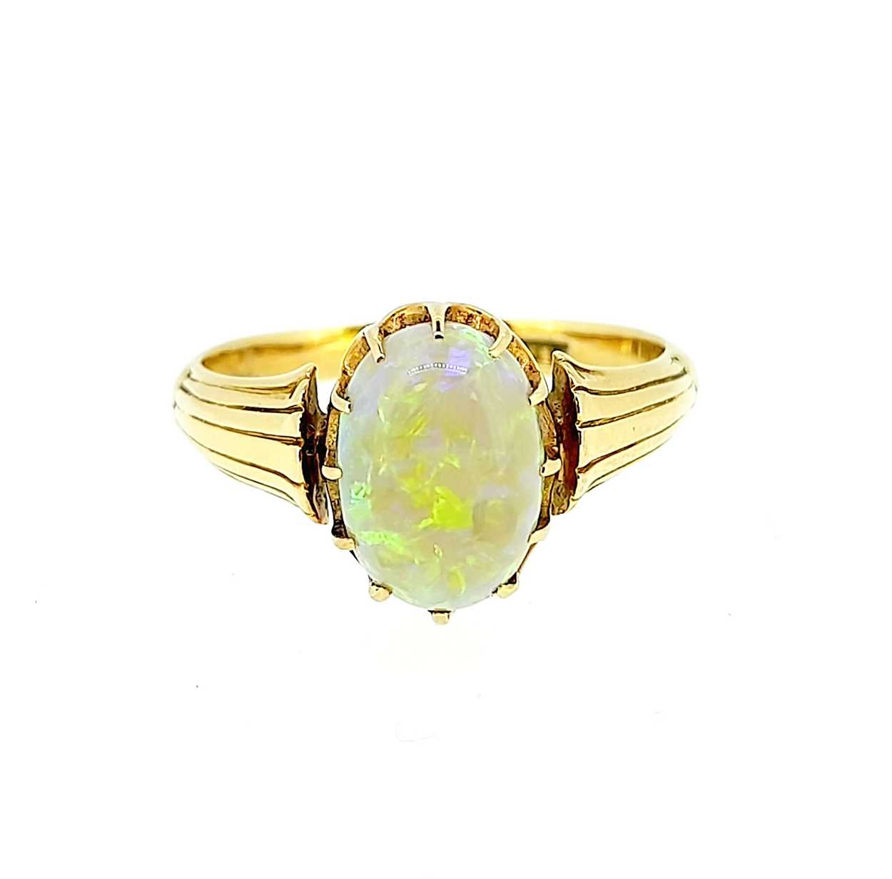 A single stone opal dress ring, - Image 2 of 4