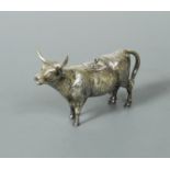 A (probably) German metalwares silver naturalistic cow creamer,