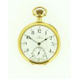 Omega - An open faced dress pocket watch marked '14K',