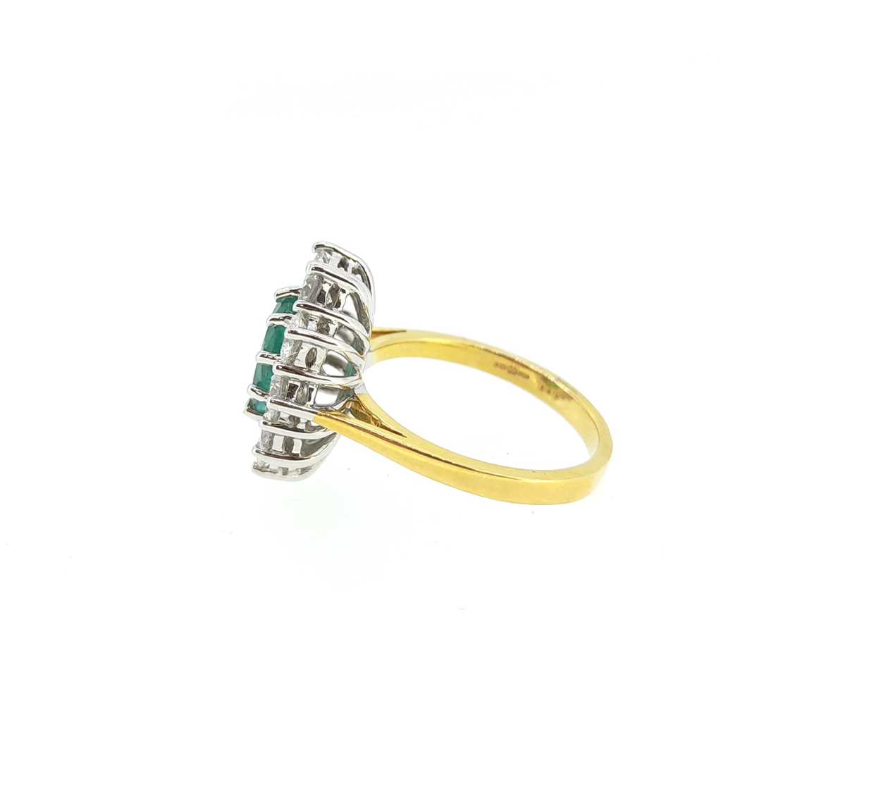 An 18ct gold emerald and diamond cluster ring, - Image 2 of 4