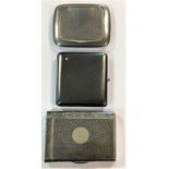 A trio of continental metalwares pocket cigarette / tobacco cases,