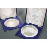 Two 20th century silver commemorative plates,