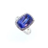 A tanzanite and diamond cluster ring,