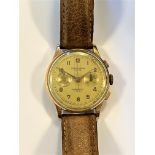 Chronographe Suisse - A gentleman's Swiss 18ct gold chronograph wristwatch,