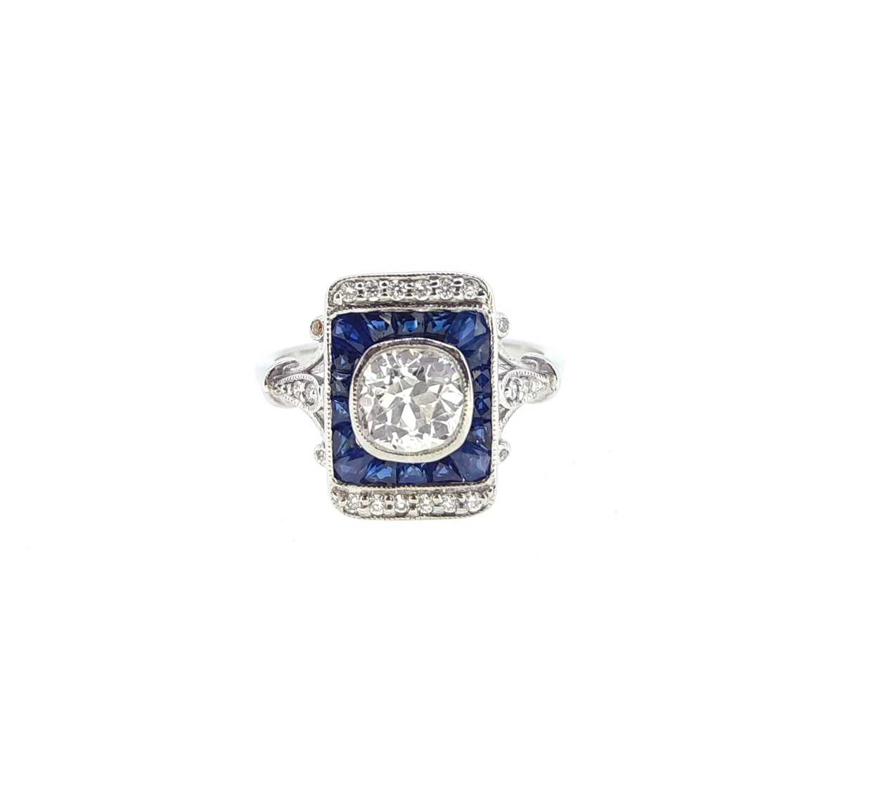 An Art Deco style sapphire and diamond plaque ring, - Image 3 of 4