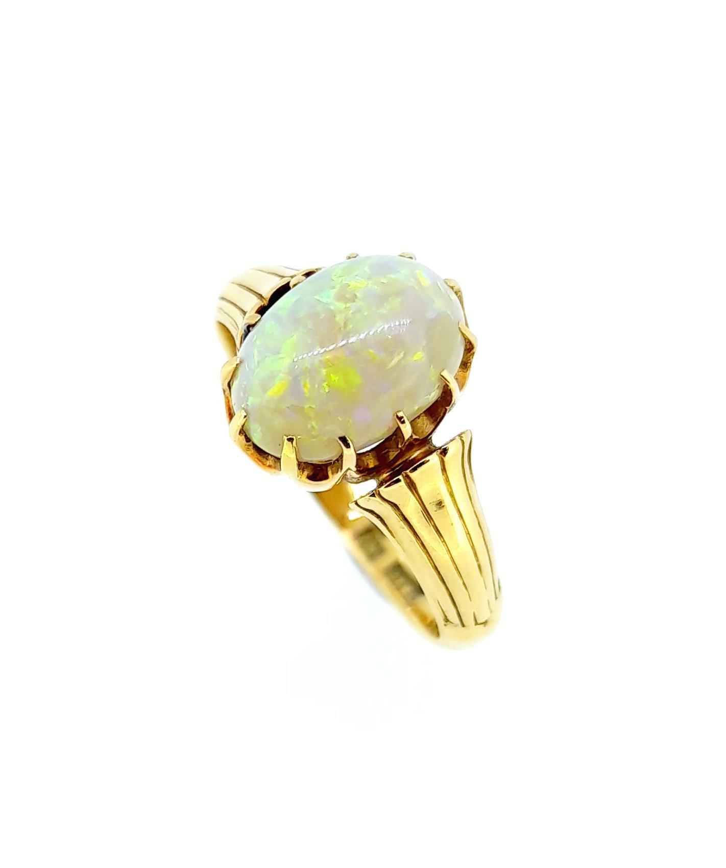 A single stone opal dress ring,