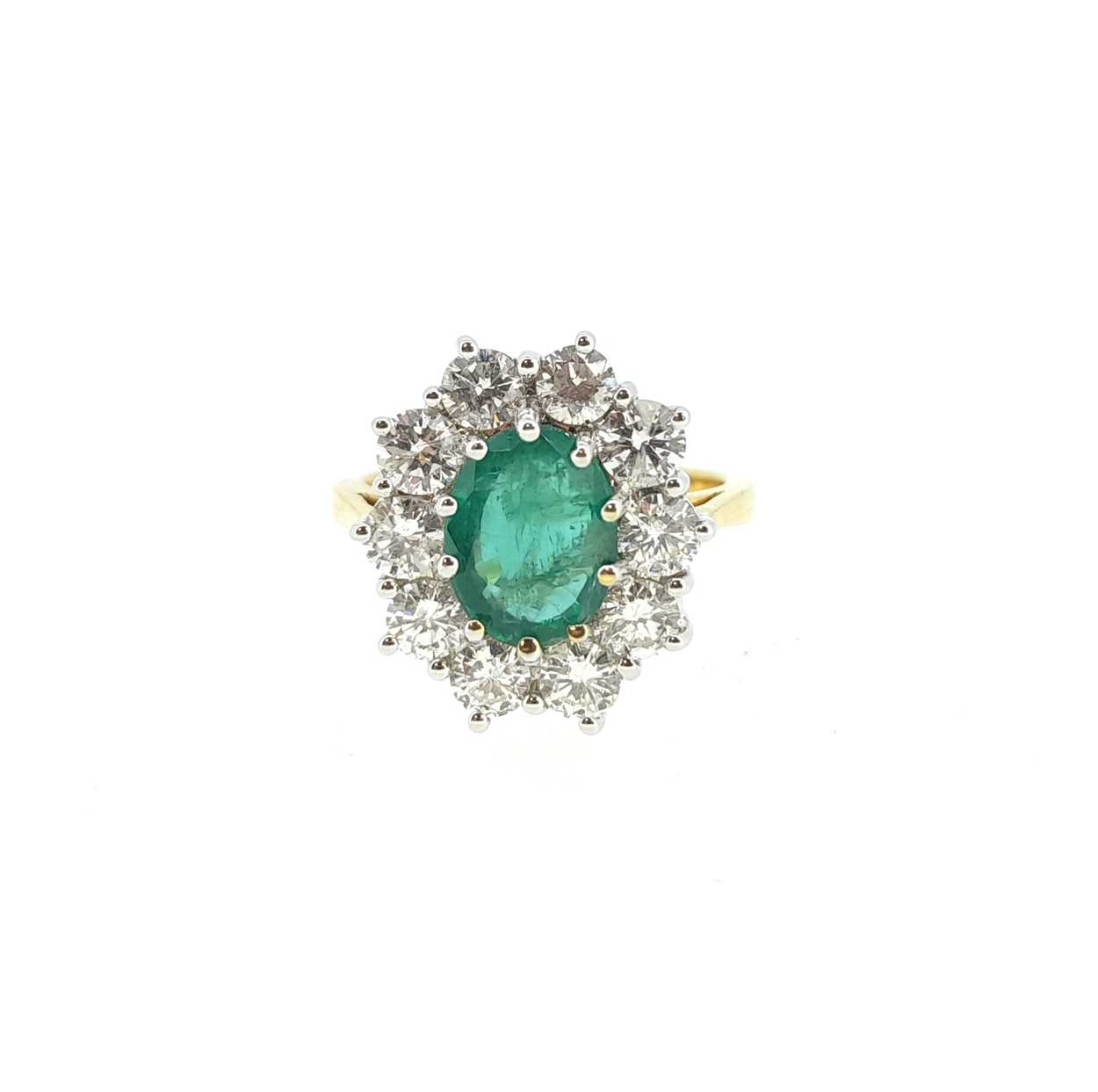 An 18ct gold emerald and diamond cluster ring, - Image 4 of 4