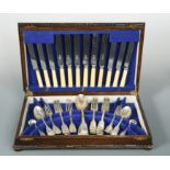 A canteen containing a 24 piece set of Victorian silver flatware with 14 additions,