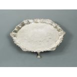 A George II silver waiter,