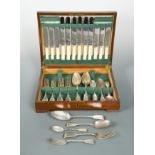 A canteen containing a 24 piece set of Victorian silver flatware with 18 additions,