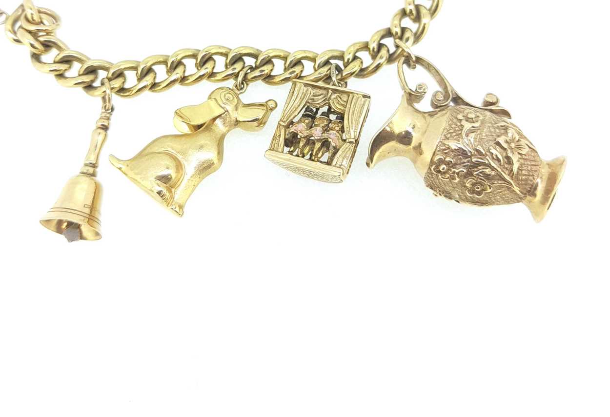 A 9ct gold charm bracelet with many hallmarked charms, - Image 2 of 4