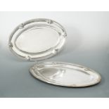 A pair of 20th century French metalwares silver platters,
