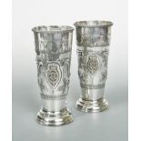 A near pair of silver plated 'Cruft's Novice Special' trophy vases,