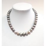 A single row of pastel multicoloured Tahitian south sea cultured pearls,