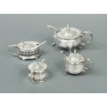 A quartet of George V silver mustards,