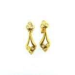 A pair of 18ct gold and diamond ear pendants,
